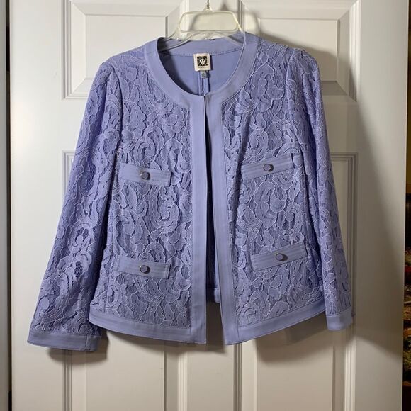 Anne Klein size 12 top lavender with lavender lace overlay - Picture 1 of 8
